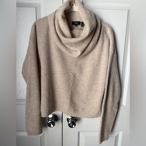 Theory Women's Cowl Neck Sweater in Beige wool and cashmere blend